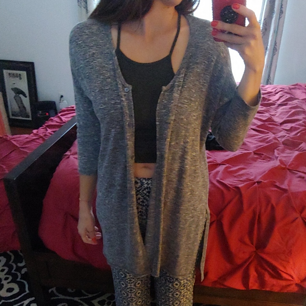 Bobeau long sweater, shawl, cardigan, button up